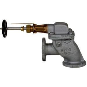 Válvula descarga sanitaria en ángulo comandada, norma JIS, Ø50mm a Ø125mm