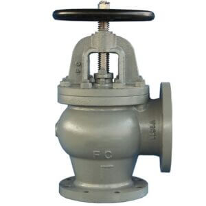 Válvula globo en ángulo sin retención, con bridas ciegas, cuerpo acero, medidas Ø50mm a 300mm