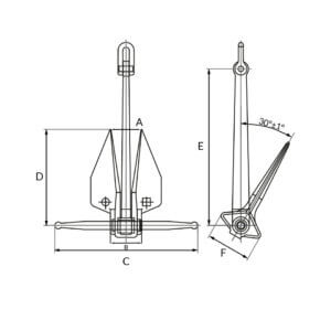 Alternative view of Ancla Danforth, con certificado de clase internacional IACS