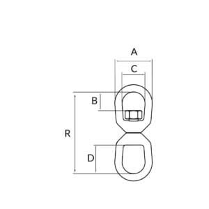 Alternative view of Grillete giratorio doble cáncamo