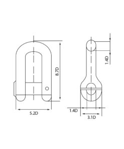 Alternative view of Grillete "D" perno ovalado, certificado de clase internacional IACS