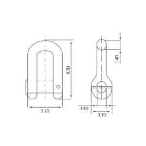 Alternative view of Grillete "D" perno ovalado, certificado de clase internacional IACS