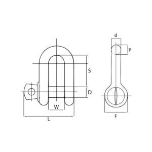Alternative view of Grillete recto de perno roscado y cabeza aplastada