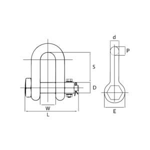 Alternative view of Grillete recto de perno pasante con tuerca y chaveta