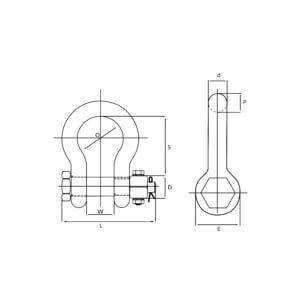 Alternative view of Grillete corazón de perno pasante con tuerca y chaveta
